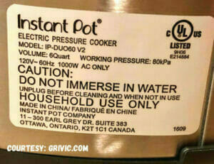 slow cooker warning sticker
