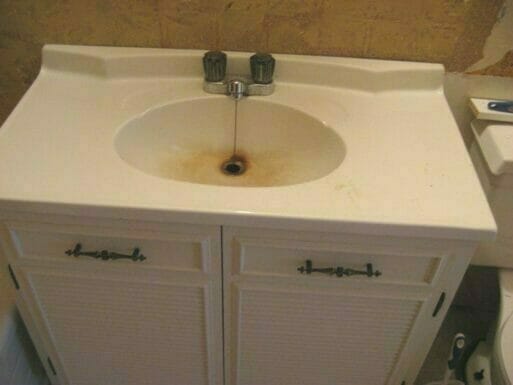 Hard water stains on sink
