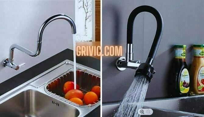Wall mounted kitchen faucet